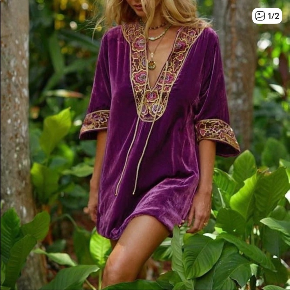 FOUND!! ISO $999 Chasing Unicorns Velvet Tunic in Rich Purple